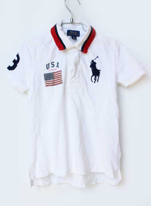 Short Sleeves - ラルフローレン 半袖ラガーシャツ 120cm キッズ 男児 白【中古】【新入荷!】★