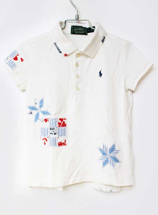 Polo Shirt - ラルフローレン 半袖ポロシャツ 120cm キッズ 女児 オフホワイト【中古】【新入荷!】★