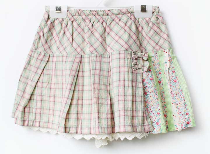 Pleated Skirt - ケーピー ニットプランナー インナーパンツ有スカート 140cm キッズ 女児 ピンク×グリーン系【中古】★