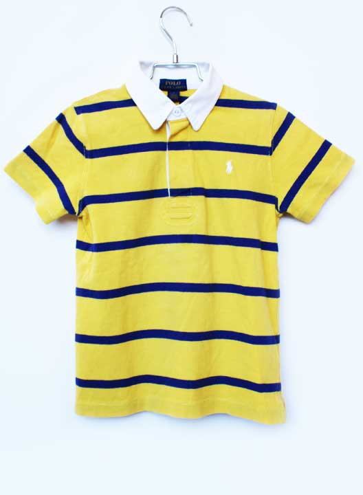 Short Sleeves - ラルフローレン 半袖ラガーシャツ 120cm キッズ 男児 黄色×青紫【中古】【新入荷!】★
