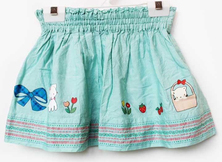 Flare Skirt - ファミリア スカート 100cm キッズ 女児 グリーン【中古】【新入荷!】★