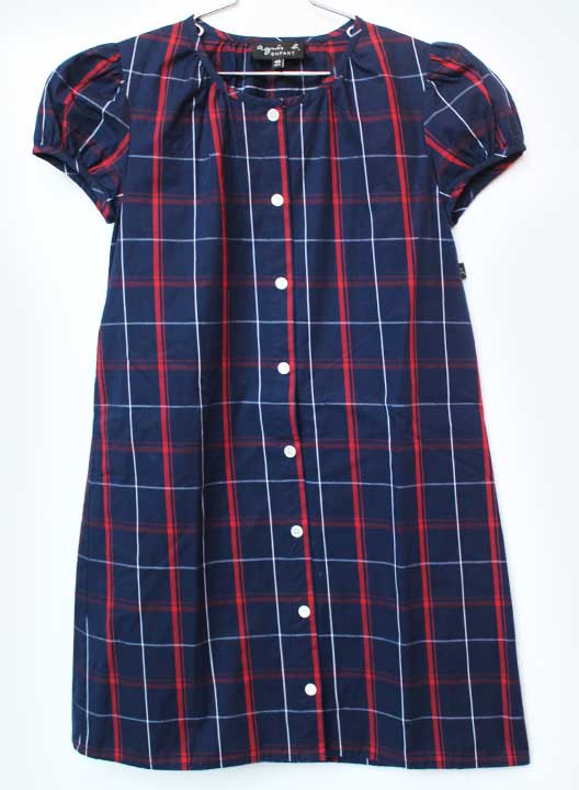 Short Sleeves - アニエスベー 半袖ワンピース 135cm(10ans) キッズ 女児 紺×赤【中古】【新入荷!】★