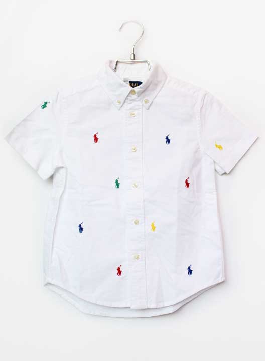 Short Sleeves - ラルフローレン 半袖シャツ 115cm キッズ 男児 白×マルチカラー【中古】【新入荷!】★