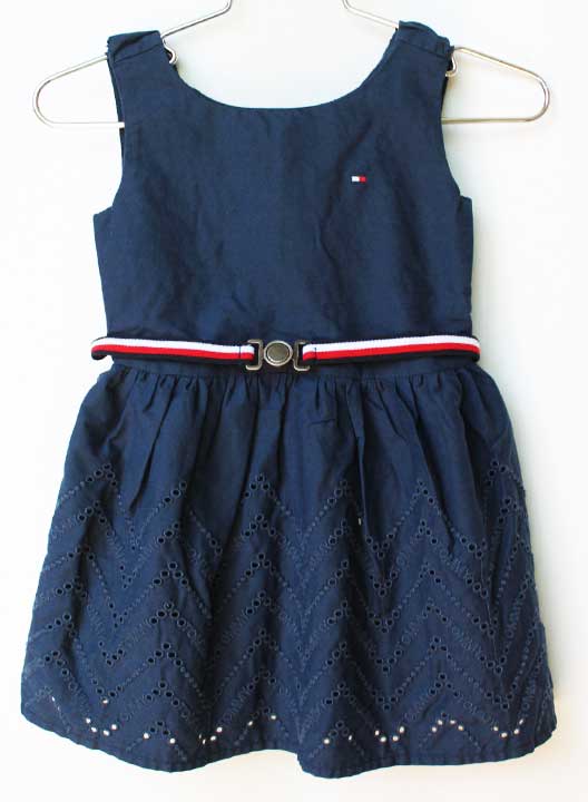 【新規SALE!】トミーヒルフィガー ノースリーブワンピース 80cm キッズ 女児 紺【...