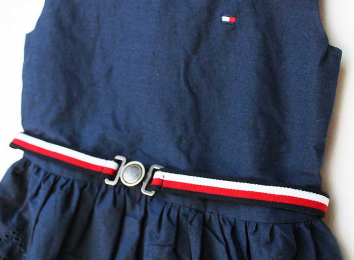 【新規SALE!】トミーヒルフィガー ノースリーブワンピース 80cm キッズ 女児 紺【...