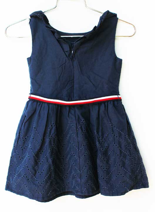 【新規SALE!】トミーヒルフィガー ノースリーブワンピース 80cm キッズ 女児 紺【...