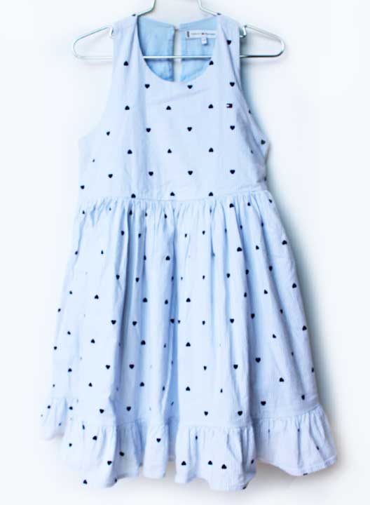 乐天商城 - トミーヒルフィガー ノースリーブワンピース 128cm キッズ 女児 ブルー×白【中古】【新入荷!】★
