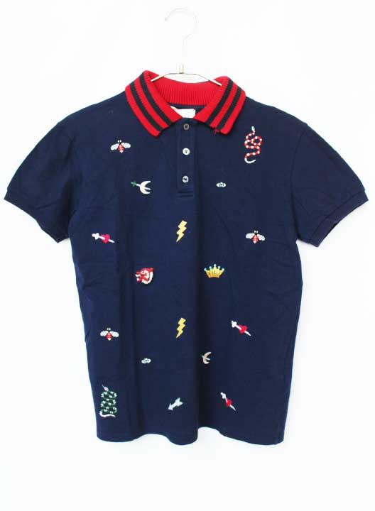 Short Sleeves - グッチ 半袖ポロシャツ 150cm キッズ 男児 女児 紺【中古】【新入荷!】★