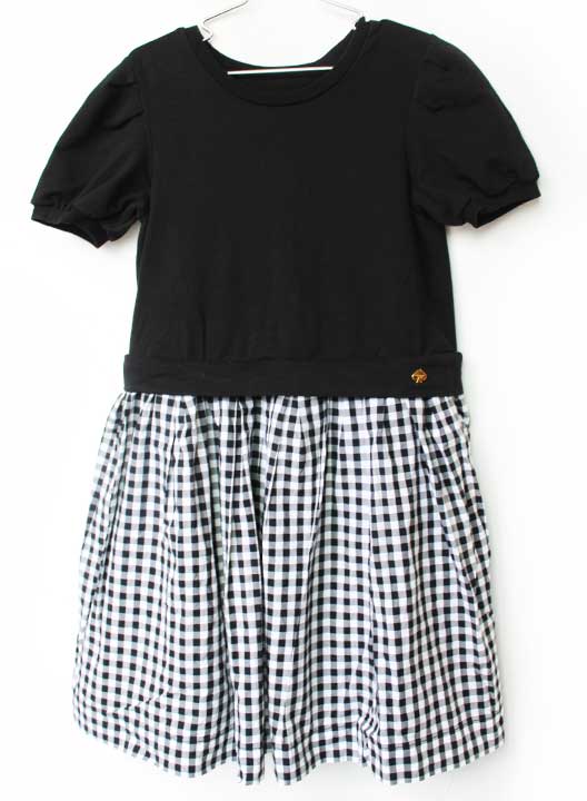 短袖 - ケイトスペードニューヨーク 半袖ワンピース 140cm キッズ 女児 黒×白【中古】【新入荷!】★