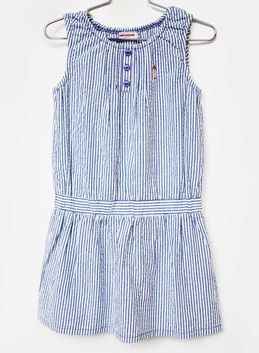 ミキハウス ノースリーブワンピース 120cm キッズ 女児 ブルー×白【中古】【新入荷!】★