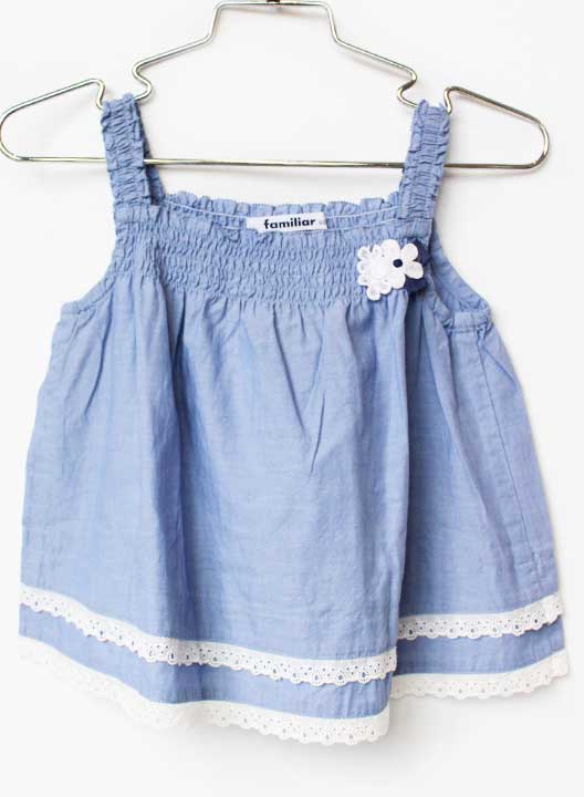 ファミリア キャミソール 90cm キッズ 女児 ブルー【中古】【新入荷!】★