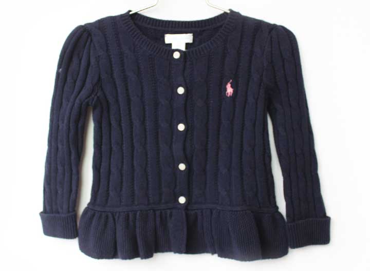 ラルフローレン カーディガン 90cm キッズ 女児 紺【中古】【新入荷!】★