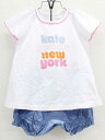 [ケイトスペード/kate spade]80cm 半袖Tシャツ/半袖カットソー×ブルマセット 白＆紺【中古】子供服 キッズ kids ベビー服 baby 女の子 春夏 824022