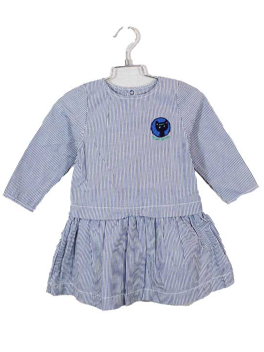 [プチバトー/PETIT BATEAU]86cm 長袖ワンピース 紺×白 '21年製【中古】子供服 キッズ kids ベビー服 baby 女の子 春 603032 onepi