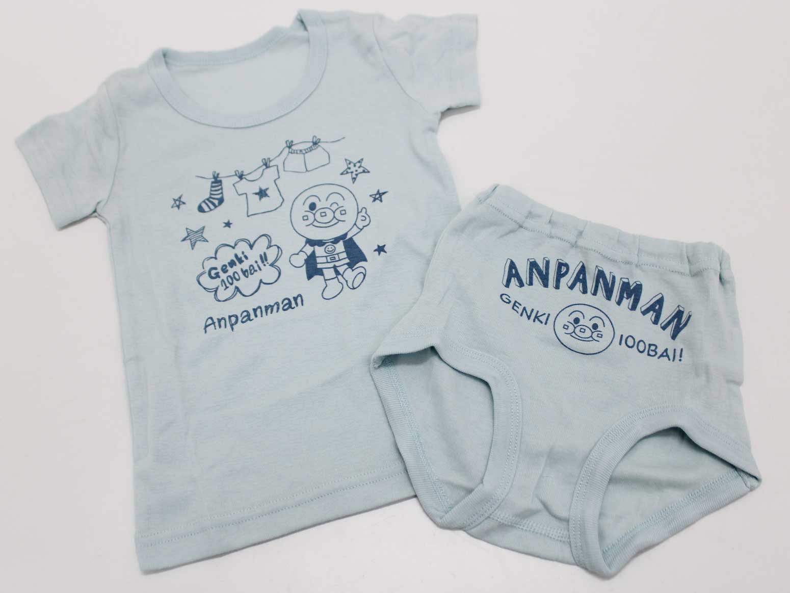 【値下げ!】新品 未使用品[アンパンマン/Anpanman]90cm アンダーウェア2点et/Tシャツ＆パンツ ブルー 小物【ネット限定】子供 キッズ kids ベビー baby 男の子 女の子 春夏秋冬 925032 childcare