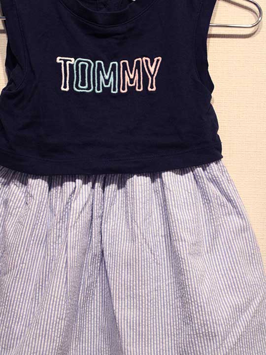 【新規SALE!】トミーヒルフィガー ノースリーブワンピース 80cm キッズ 女児 紺【...