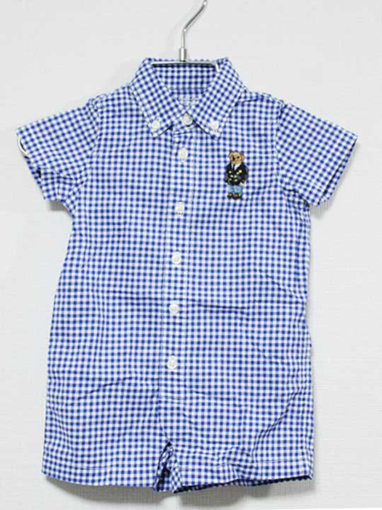 Short Sleeves - ラルフローレン ショートオール 59cm キッズ 男児 紺×白 【中古】【新入荷!】『