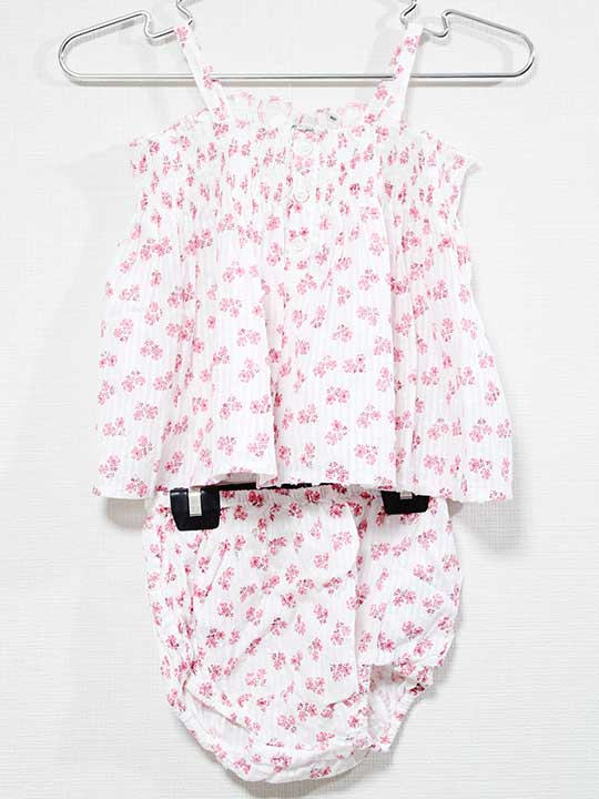 ボンポワン キャミソール×ブルマセット 73cm キッズ 女児 白×ピンク【新品 未使用...