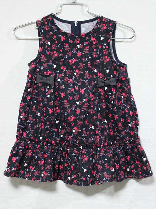 クミキョク ジャンパースカート 80cm キッズ 女児 黒×ピンク【中古】【新入荷!】『