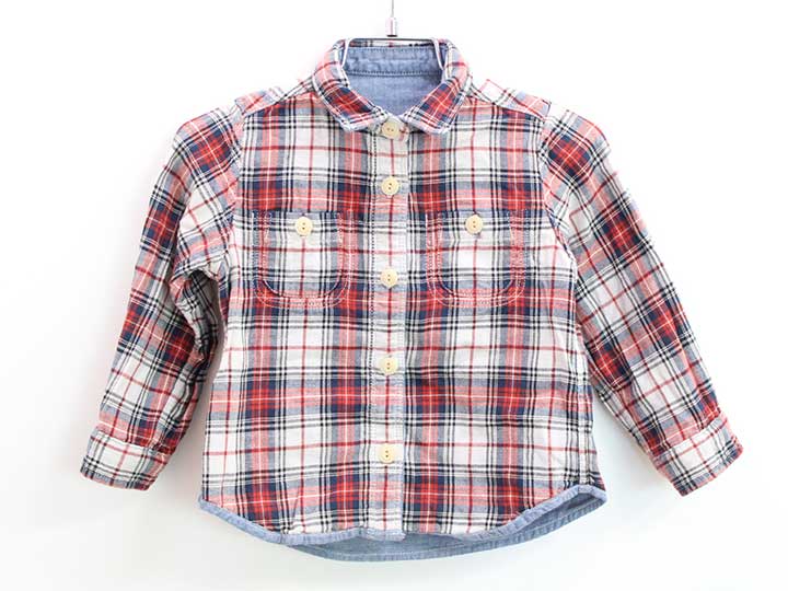 Long-Sleeved - ミキハウス リバーシブル長袖シャツ 90cm キッズ 男児 赤系×青系【中古】■
