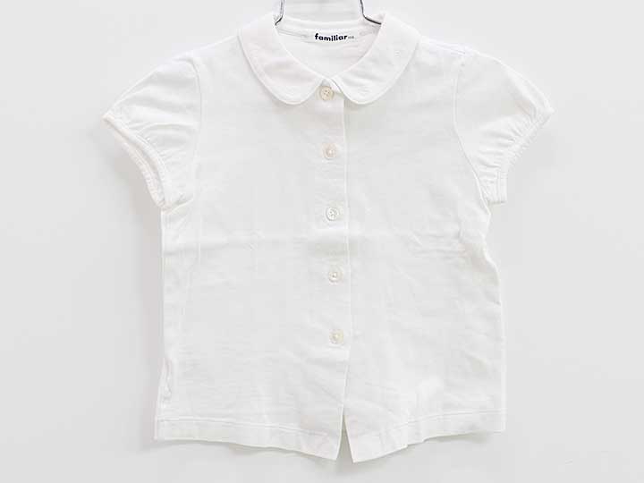 ファミリア 半袖カットソーブラウス 100cm キッズ 女児 白 お受験【中古】【新入荷!】■