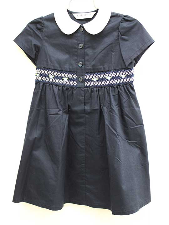 乐天商城 - ショパン 半袖ワンピース 100cm キッズ 女児 濃紺 お受験 お稽古【中古】■