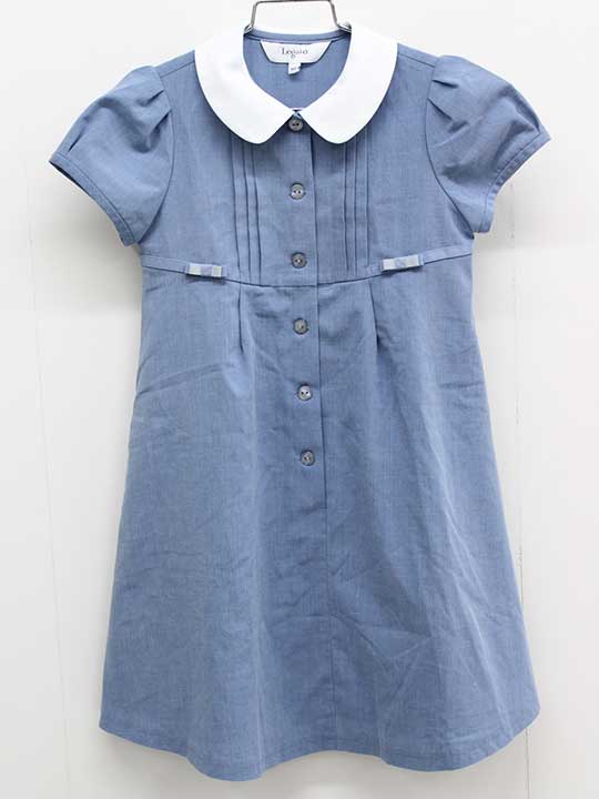 Short Sleeves - レガート 半袖ワンピース 110cm キッズ 女児 水色 お受験 お稽古【中古】■