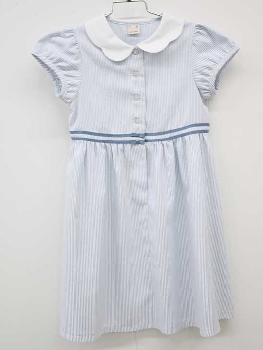 プティマイン 半袖ワンピース 120cm キッズ 女児 水色 お受験 お稽古【中古】■