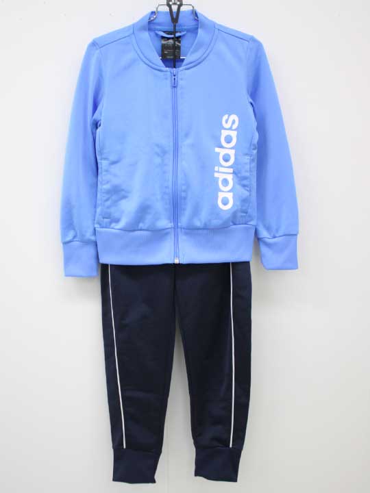 Adidas tracksuit set (top and bottom), size 120cm, boys' size, blue x dark blue. [Used]