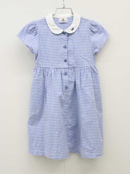 Short Sleeves - ペアレンツドリーム 半袖ワンピース 110cm キッズ 女児 水色×白 お受験 お稽古【中古】■