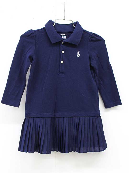 乐天商城 - ラルフローレン長袖ワンピース 80cm キッズ 女児 濃紺【中古】■