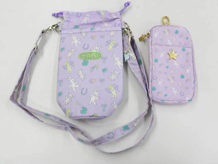 【新規SALE!】フェフェ ボトルホルダー×モバイルポーチ2点set キッズ 女児 薄紫【...
