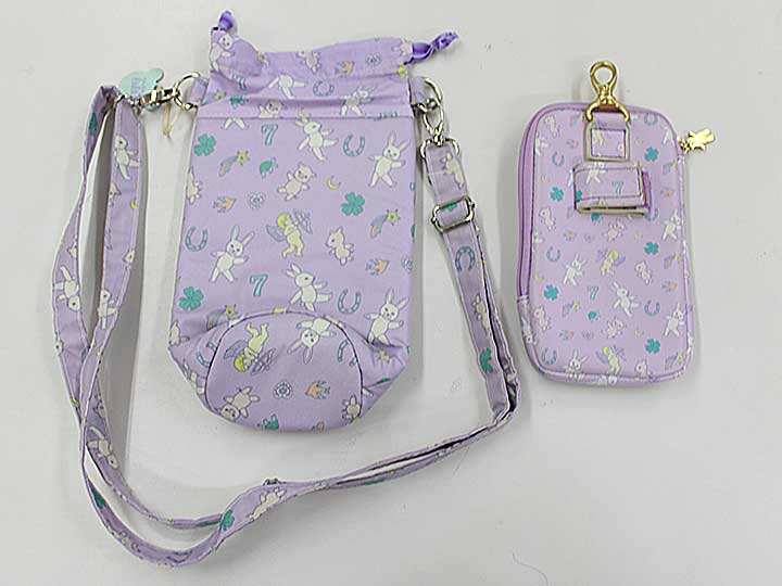 【新規SALE!】フェフェ ボトルホルダー×モバイルポーチ2点set キッズ 女児 薄紫【...