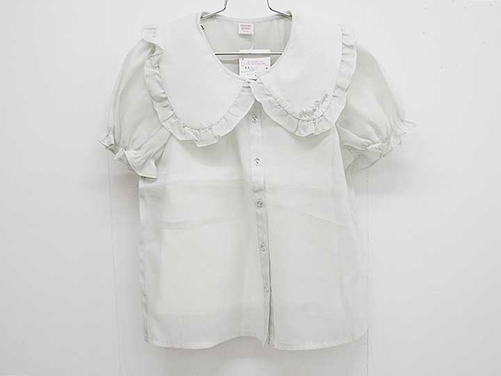 【新規SALE!】メゾピアノ 半袖ブラウス×キャミソールセット 140cm（S） キッズ 女児 くすみブルー×白【新品 未使用品】■ auc-kids2nds-10626062 セカンズ&キッズセカンズ パッケージ画像