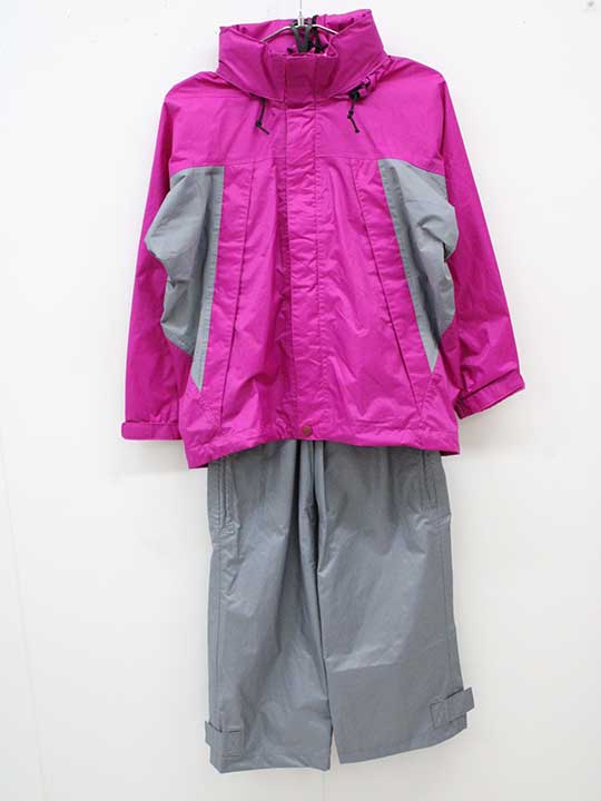 【新規SALE!】セレス レインスーツ 130cm キッズ 女児 ピンク×グレー【中古】■