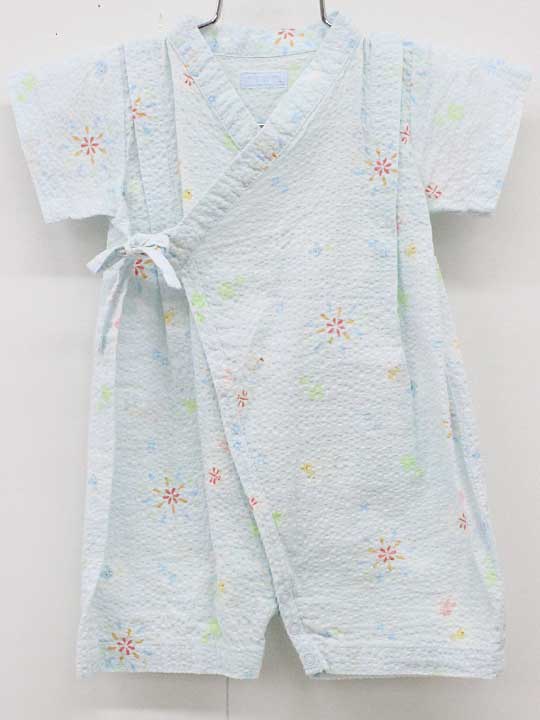 ミキハウス 甚平オール 60-70cm（S） キッズ 男児 女児 水色 【中古】■