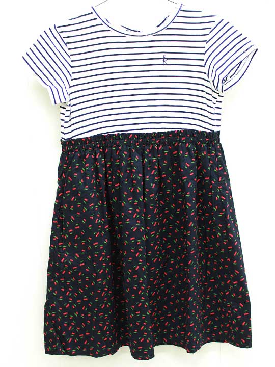 クミキョク 半袖ワンピース 150cm キッズ 女児 白×紺【中古】【新入荷!】■