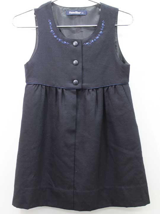 ファミリア ジャンパースカート 100cm キッズ 女児 濃紺 お受験【中古】■