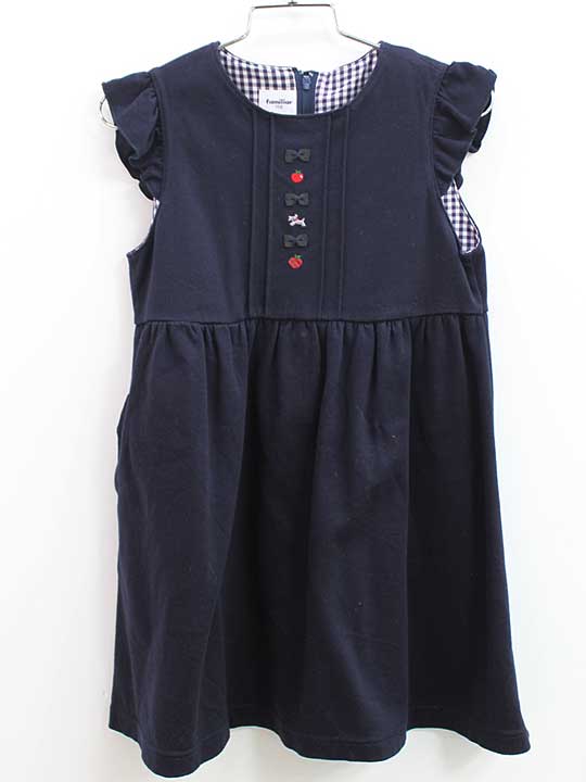 ファミリア ジャンパースカート 110cm キッズ 女児 濃紺【中古】■