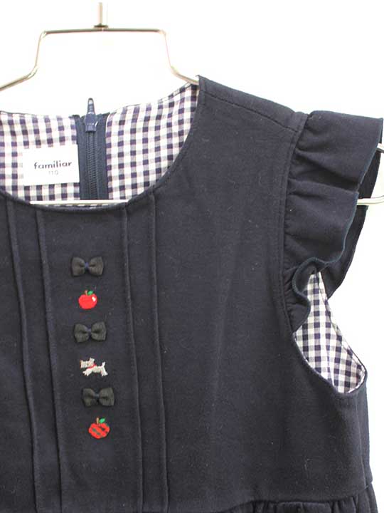 【SALE!】ファミリア ジャンパースカート 110cm キッズ 女児 濃紺【中古】■