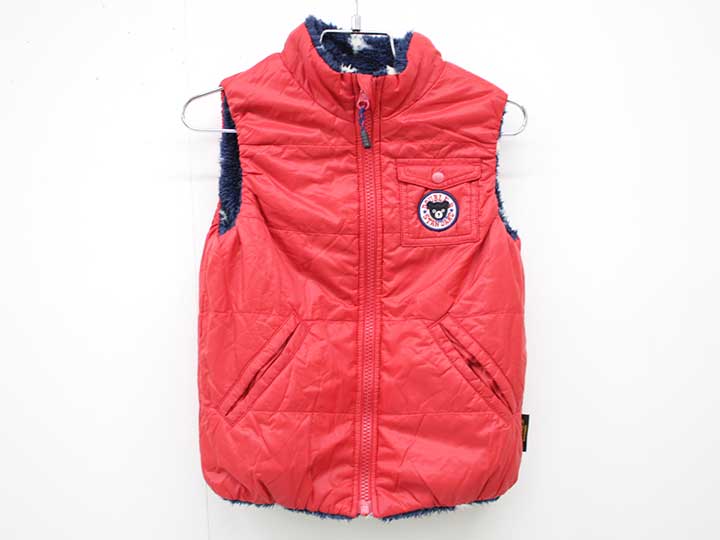 ミキハウスダブルビー 中綿ベスト 100cm キッズ 男児 赤 濃紺 白【中古】■