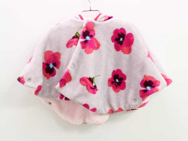 ハッカ マントコート 70-80cm位 キッズ 女児 グレー【中古】■