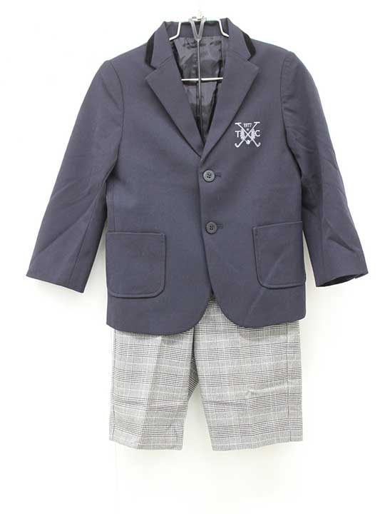 【値下げ!】タルティーヌエショコラ スーツ 110cm キッズ 男児 濃紺×グレー 入学【中古】■