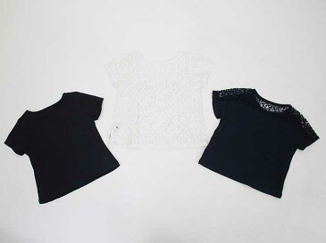 ●コムサイズム/COMME CA ISM●100cm 半袖Tシャツ/半袖カットソー3点set 白レース＆紺【中古 USED】【ネット限定】子供 キッズ kids 女の子 夏