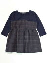 【値下げ!】☆ベベ/BeBe☆90cm 長袖ワンピース 茶色×紺 【中古】子供服 キッズ kids ベビー服 baby 女の子 春秋 429032 onepi