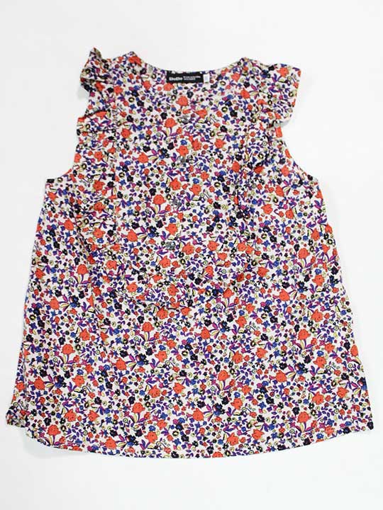 ☆ベベ/BeBe☆120cm ノースリーブチュニック/ブラウス 白 オレンジ 【中古】子供服 キッズ kids 女の子 夏 326032 tops