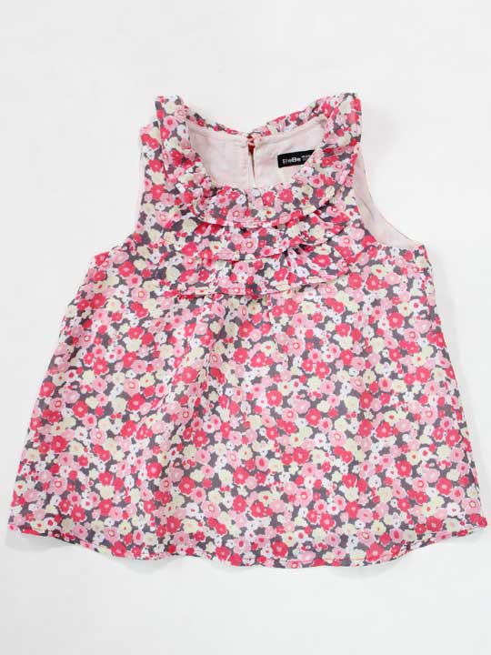 ☆ベベ/BeBe☆90cm ノースリーブチュニック/ブラウス ピンク 【中古】子供服 キッズ kids ベビー服 baby 女の子 夏 326032 tops