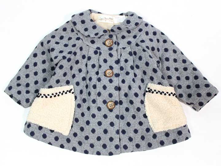 【秋冬物 新入荷!】☆ラブ&ピース&マネー/LOVE&PEACE&MONEY☆90cm コート グレー×紺 【中古】子供服 キッズ kids ベビー服 baby 女の子 秋冬 411132