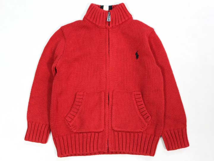 【秋冬物 新入荷!】☆ラルフローレン/Ralph Lauren☆90cm ニットブルゾン 赤 【中古】子供服 キッズ kids ベビー服 baby 男の子 秋冬 711132