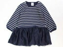 【Rakuten Fashion THE SALE!】☆プチバトー/PETIT BATEAU☆74cm 長袖ワンピース 紺×シルバー 【中古】子供服 キッズ kids ベビー服 baby 女の子 春秋冬 121132 onepi